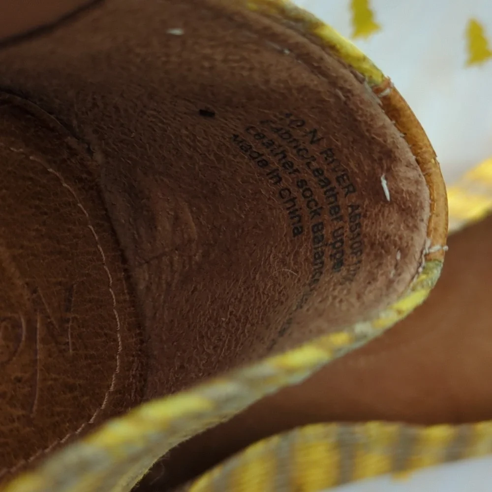Naya River Ballet Boho Marigold Yellow Leather Fabric Mix  Women's Flats Sz 10